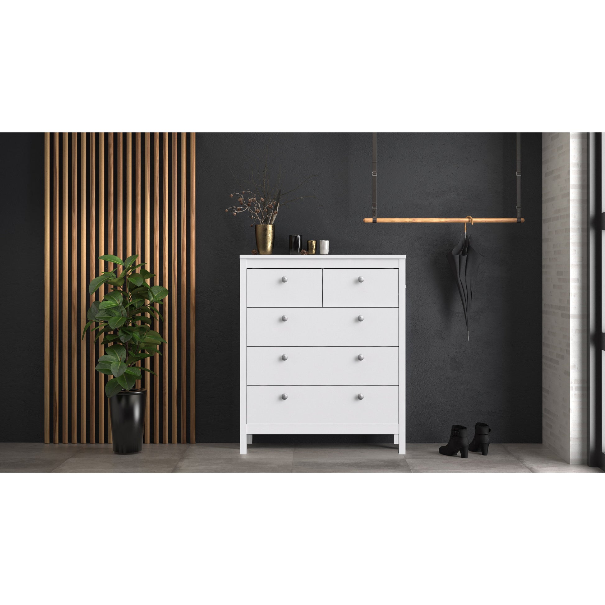 Madrid Chest 3+2 Drawers In Matt Black Or White - FURNITURE CURLS