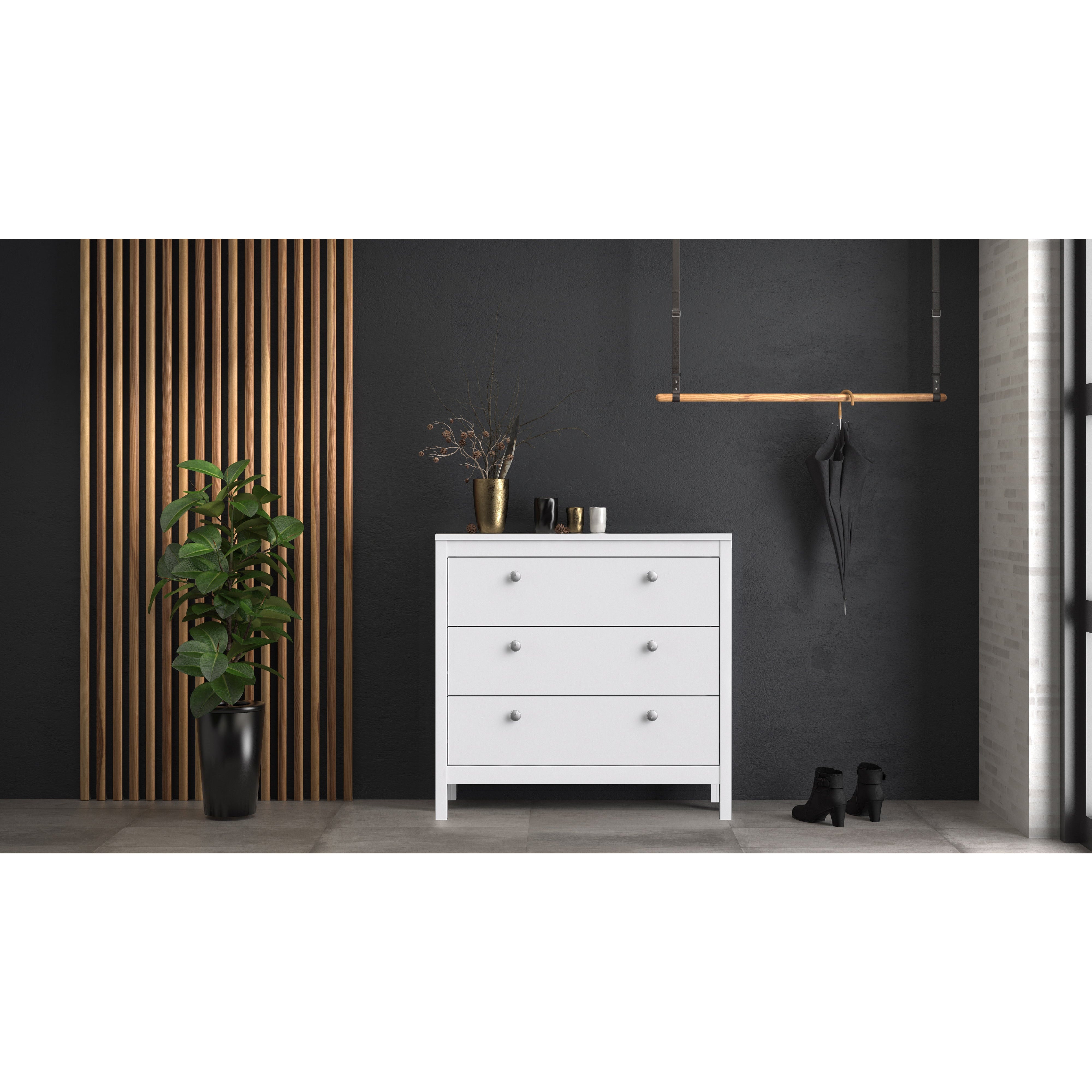 Madrid Chest Of  3 Drawers In Matt Black &/or White - FURNITURE CURLS