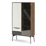 Fur China Displaycabinet 1door+1glass Door+2drawers Grey-white-walnut Or Grey-white - FURNITURE CURLS