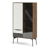 Fur China Displaycabinet 1door+1glass Door+2drawers Grey-white-walnut Or Grey-white - FURNITURE CURLS