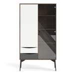 Fur China Displaycabinet 1door+1glass Door+2drawers Grey-white-walnut Or Grey-white - FURNITURE CURLS