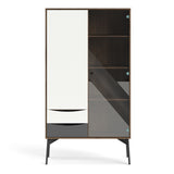 Fur China Displaycabinet 1door+1glass Door+2drawers Grey-white-walnut Or Grey-white - FURNITURE CURLS