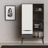Fur China Displaycabinet 1door+1glass Door+2drawers Grey-white-walnut Or Grey-white - FURNITURE CURLS