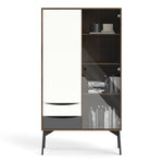 Fur China Displaycabinet 1door+1glass Door+2drawers Grey-white-walnut Or Grey-white - FURNITURE CURLS