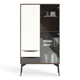 Fur China Displaycabinet 1door+1glass Door+2drawers Grey-white-walnut Or Grey-white - FURNITURE CURLS