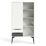 Fur China Displaycabinet 1door+1glass Door+2drawers Grey-white-walnut Or Grey-white - FURNITURE CURLS