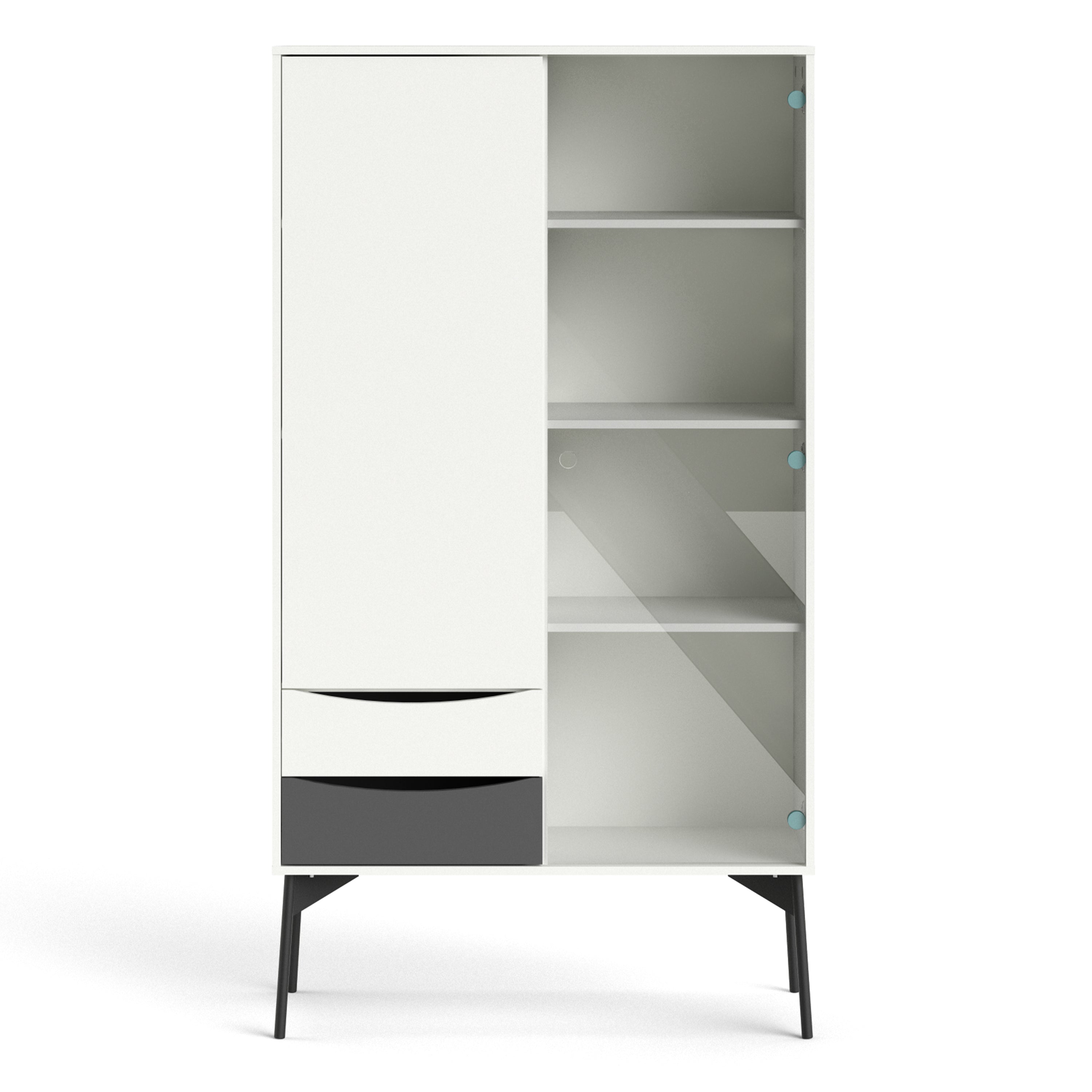 Fur China Displaycabinet 1door+1glass Door+2drawers Grey-white-walnut Or Grey-white - FURNITURE CURLS