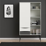 Fur China Displaycabinet 1door+1glass Door+2drawers Grey-white-walnut Or Grey-white - FURNITURE CURLS