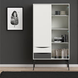 Fur China Displaycabinet 1door+1glass Door+2drawers Grey-white-walnut Or Grey-white - FURNITURE CURLS