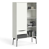 Fur China Displaycabinet 1door+1glass Door+2drawers Grey-white-walnut Or Grey-white - FURNITURE CURLS