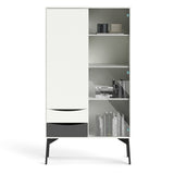 Fur China Displaycabinet 1door+1glass Door+2drawers Grey-white-walnut Or Grey-white - FURNITURE CURLS