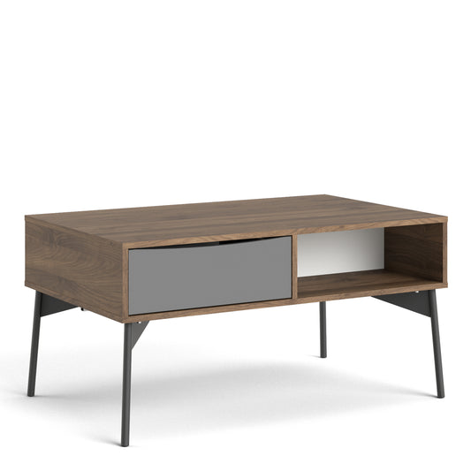 Fur Coffee Table With 1 Drawer In Grey, White, Walnut Or Grey, White