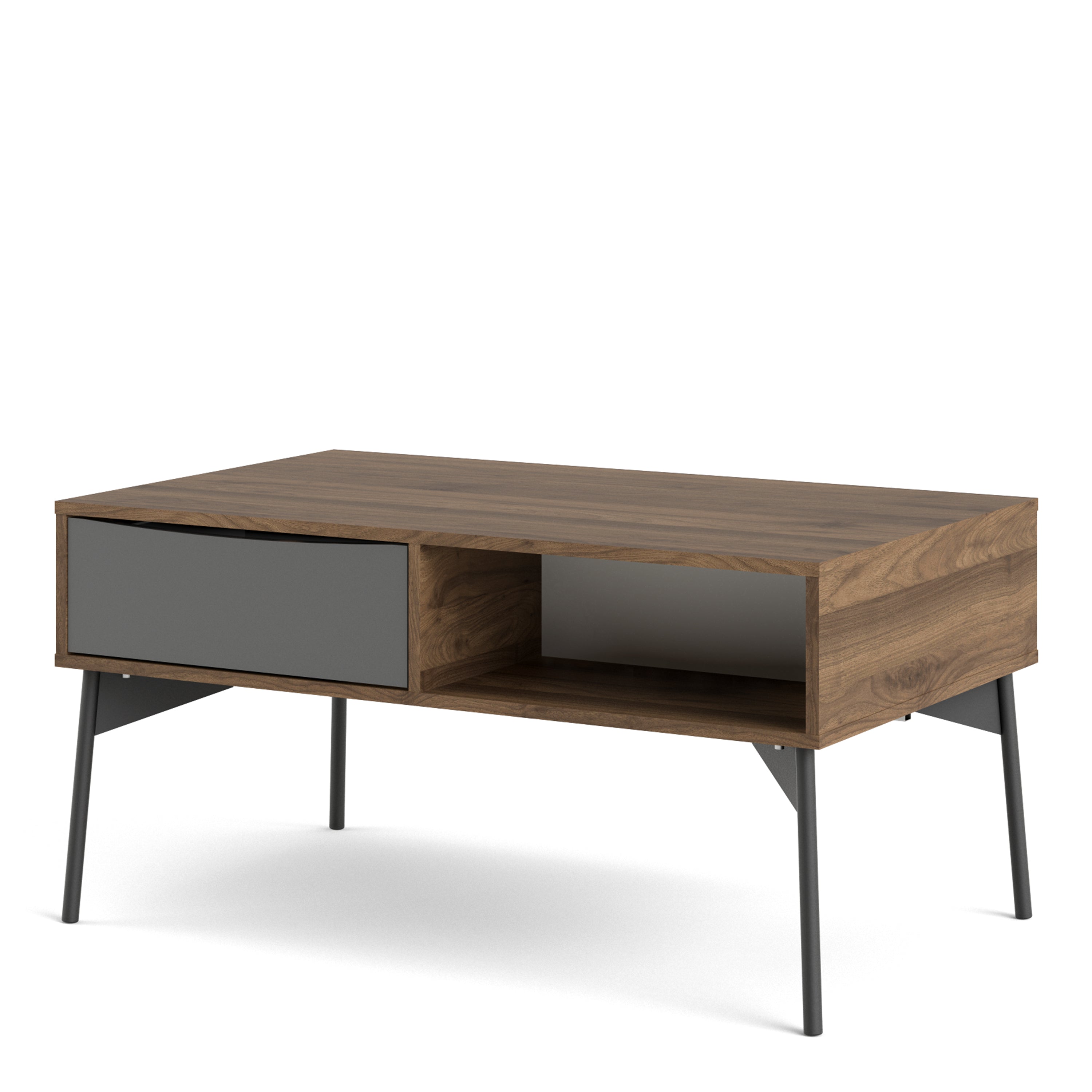 Fur Coffee Table With 1 Drawer In Grey, White, Walnut Or Grey, White - FURNITURE CURLS