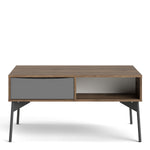 Fur Coffee Table With 1 Drawer In Grey, White, Walnut Or Grey, White - FURNITURE CURLS