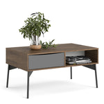 Fur Coffee Table With 1 Drawer In Grey, White, Walnut Or Grey, White - FURNITURE CURLS