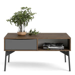 Fur Coffee Table With 1 Drawer In Grey, White, Walnut Or Grey, White - FURNITURE CURLS