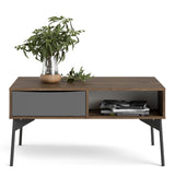 Fur Coffee Table With 1 Drawer In Grey, White, Walnut Or Grey, White - FURNITURE CURLS