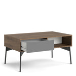 Fur Coffee Table With 1 Drawer In Grey, White, Walnut Or Grey, White - FURNITURE CURLS