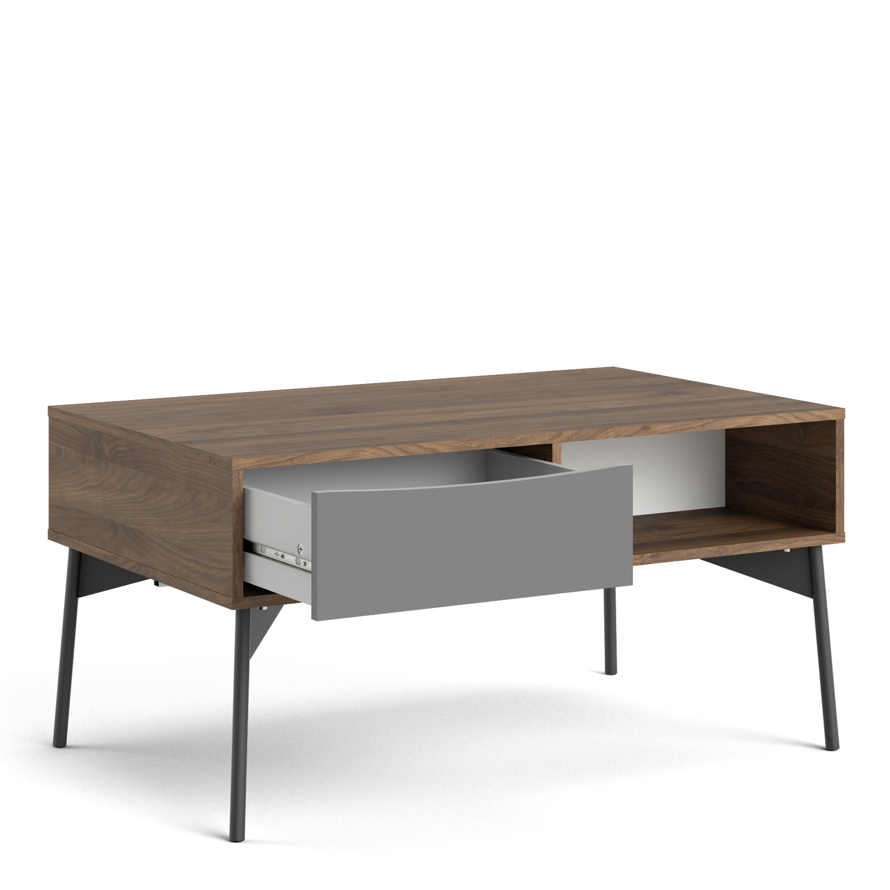 Fur Coffee Table With 1 Drawer In Grey, White, Walnut Or Grey, White - FURNITURE CURLS
