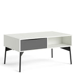 Fur Coffee Table With 1 Drawer In Grey, White, Walnut Or Grey, White - FURNITURE CURLS