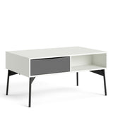 Fur Coffee Table With 1 Drawer In Grey, White, Walnut Or Grey, White - FURNITURE CURLS
