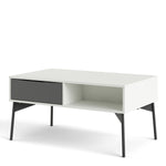 Fur Coffee Table With 1 Drawer In Grey, White, Walnut Or Grey, White - FURNITURE CURLS