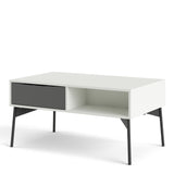 Fur Coffee Table With 1 Drawer In Grey, White, Walnut Or Grey, White - FURNITURE CURLS