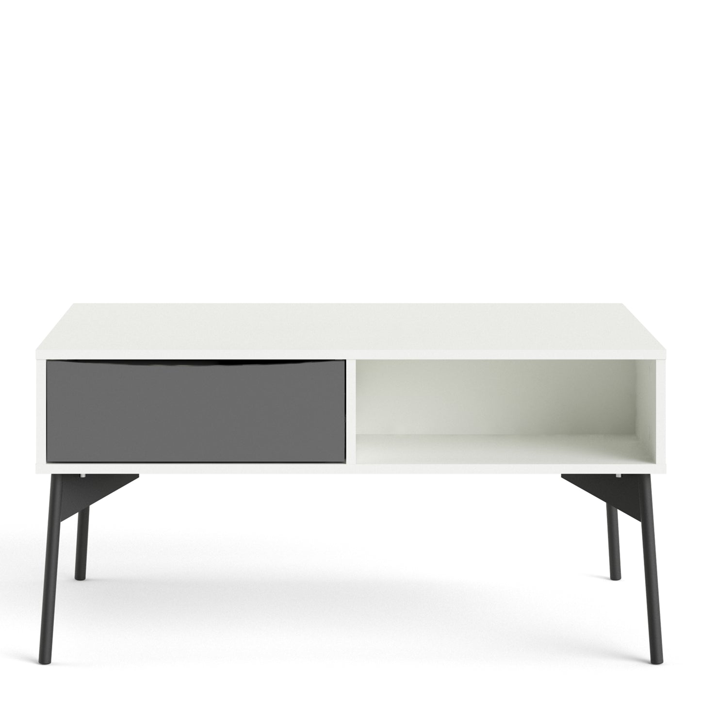 Fur Coffee Table With 1 Drawer In Grey, White, Walnut Or Grey, White - FURNITURE CURLS