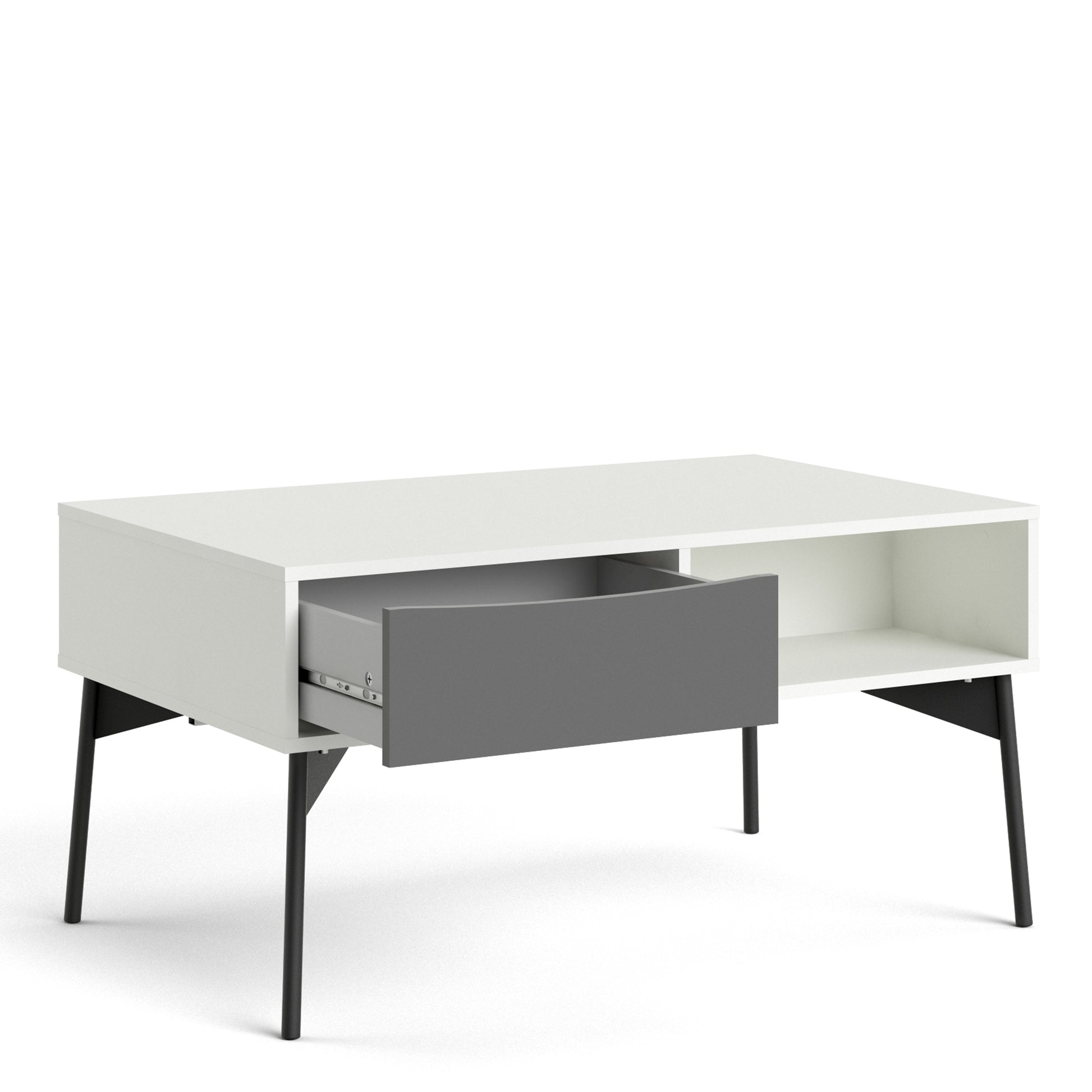 Fur Coffee Table With 1 Drawer In Grey, White, Walnut Or Grey, White - FURNITURE CURLS