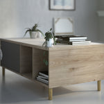 Rome Coffee Table Sliding Top Jackson Hickory Oak Matt Black Or Matt White - FURNITURE CURLS