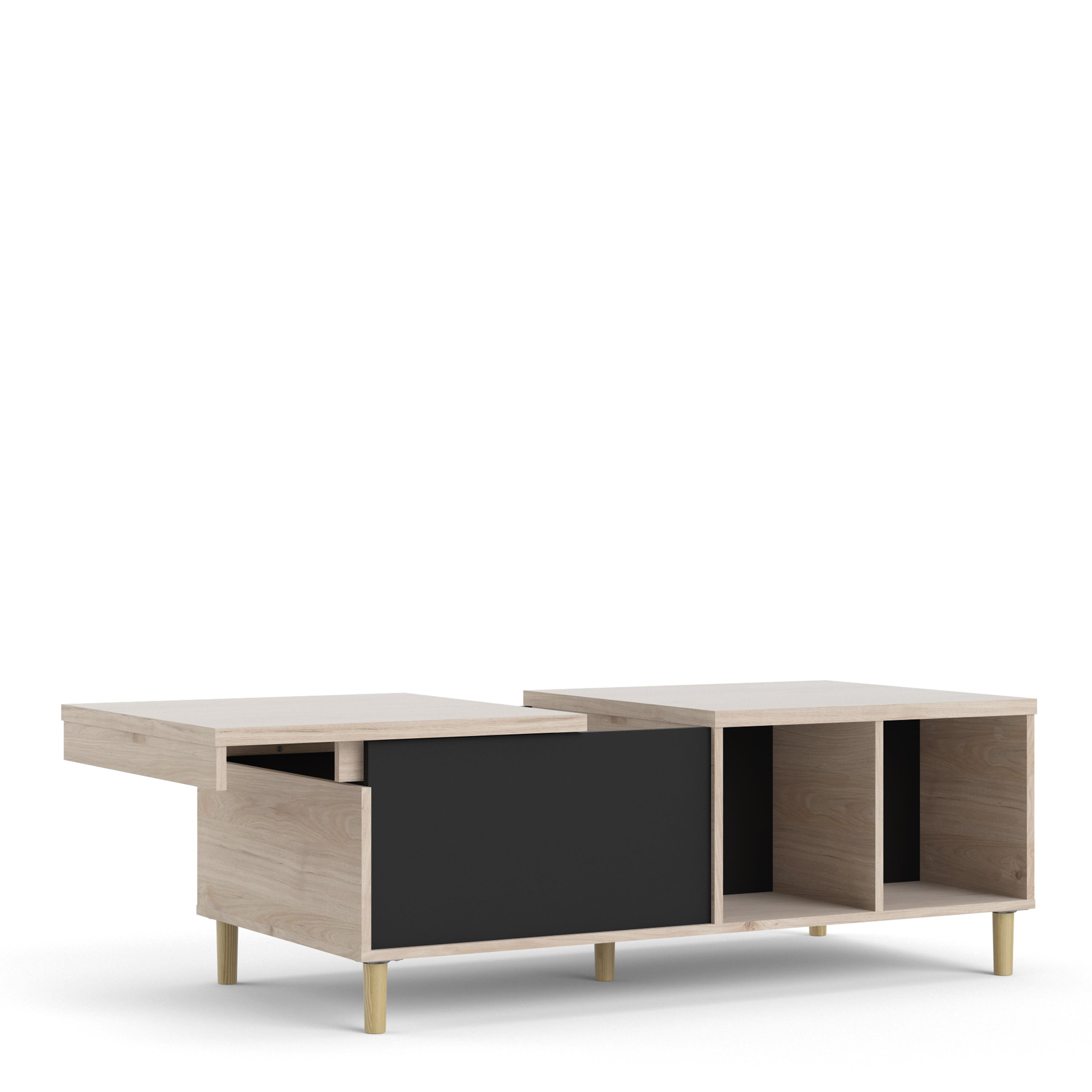 Rome Coffee Table Sliding Top Jackson Hickory Oak Matt Black Or Matt White - FURNITURE CURLS