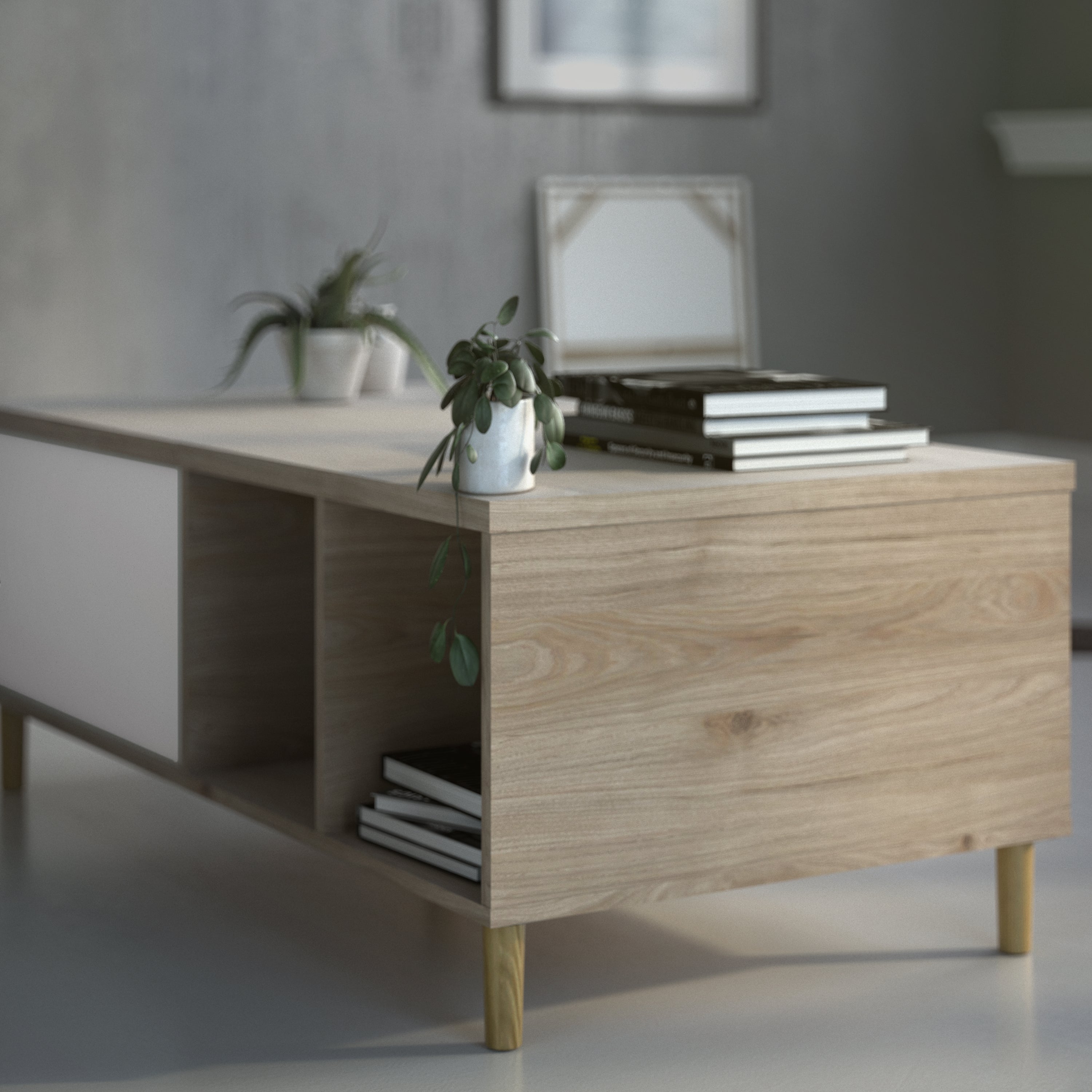 Rome Coffee Table Sliding Top Jackson Hickory Oak Matt Black Or Matt White - FURNITURE CURLS