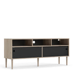 Rome Tv-unit 2 Sliding Doors -Jackson Hickory Oak + Matt Black - FURNITURE CURLS