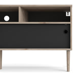 Rome Tv-unit 2 Sliding Doors -Jackson Hickory Oak + Matt Black - FURNITURE CURLS