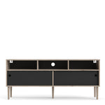 Rome Tv-unit 2 Sliding Doors -Jackson Hickory Oak + Matt Black - FURNITURE CURLS