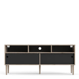 Rome Tv-unit 2 Sliding Doors -Jackson Hickory Oak + Matt Black - FURNITURE CURLS