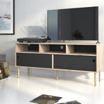 Rome Tv-unit 2 Sliding Doors -Jackson Hickory Oak + Matt Black - FURNITURE CURLS
