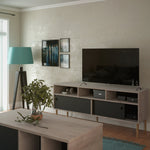 Rome Tv-unit 2 Sliding Doors -Jackson Hickory Oak + Matt Black - FURNITURE CURLS