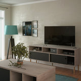 Rome Tv-unit 2 Sliding Doors -Jackson Hickory Oak + Matt Black - FURNITURE CURLS