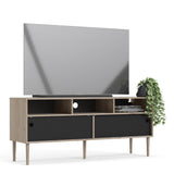 Rome Tv-unit 2 Sliding Doors -Jackson Hickory Oak + Matt Black - FURNITURE CURLS