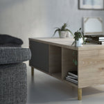 Rome Coffee Table Sliding Top Jackson Hickory Oak Matt Black Or Matt White - FURNITURE CURLS