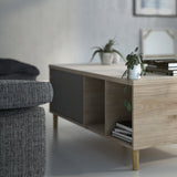 Rome Coffee Table Sliding Top Jackson Hickory Oak Matt Black Or Matt White - FURNITURE CURLS