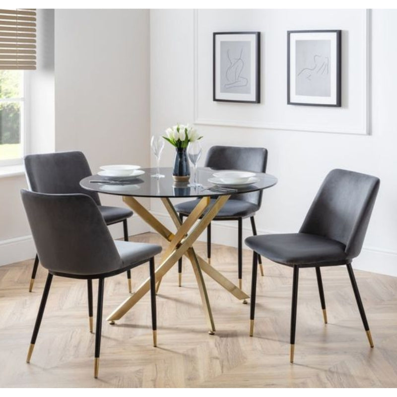 Montero Round Table & Delaunay Dining Chair -Dusky Pink/Grey/Blue/Mustard