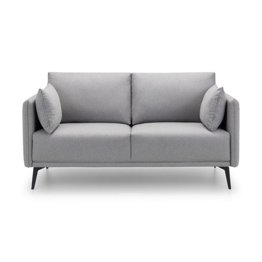 Rohe 2 Seater Sofa Platinum Wool Feel Fabric With Black Metal Legs