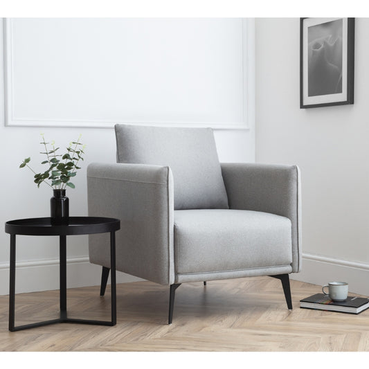Rohe Sofa / Arm Chair Platinum Wool Feel Fabric With Black Metal Legs