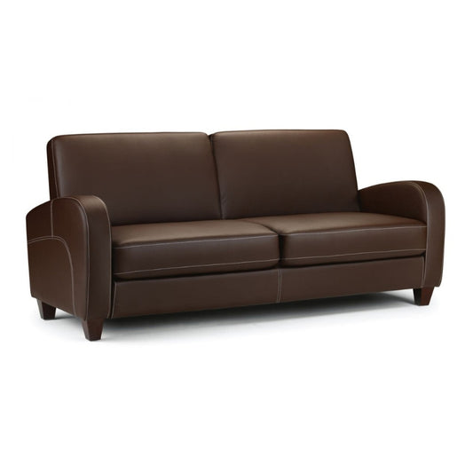 Vivo 3 Seater Sofa Chestnut Faux Leather Or Mink Chenille Or Dusk Grey Chenille