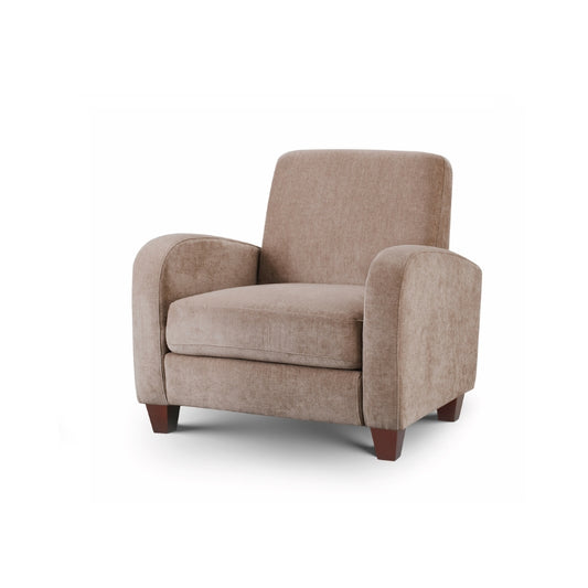 Vivo Sofa / Arm Chair Chestnut Faux Leather Or Mink Chenille Or Dusk Grey Chenille