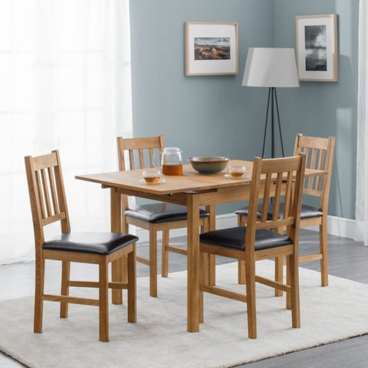 Coxmoor Solid White Oak Extending Dining T. & Coxmoor Dining Chair Faux Brown Leather Seat