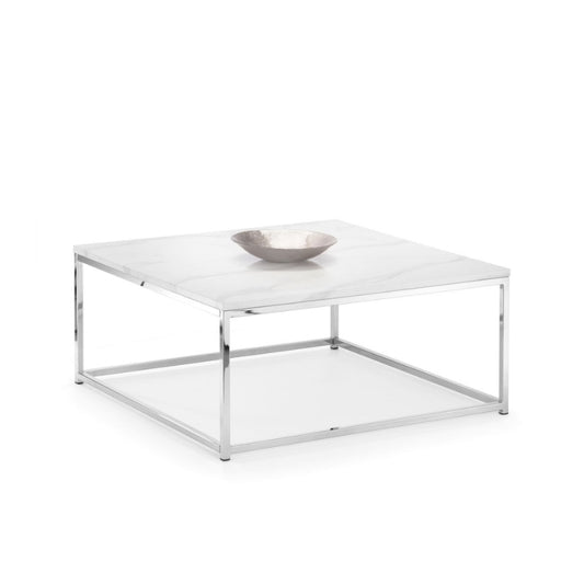 Scala Stainless Steel White Marble Top Coffee Table