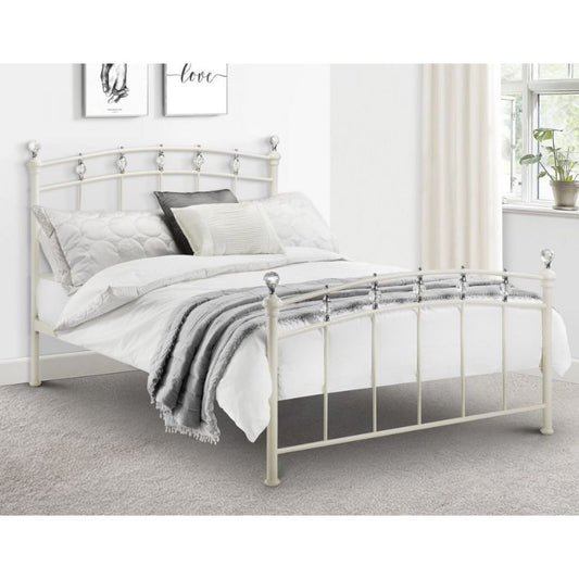 Sophie Crystal Bed- Stone White Satin Powder Coated